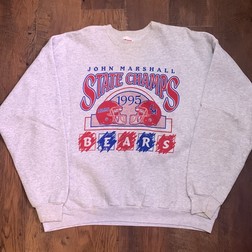 1995 Vintage Bears Rugby Football John Marshall State Champ sweatshirt